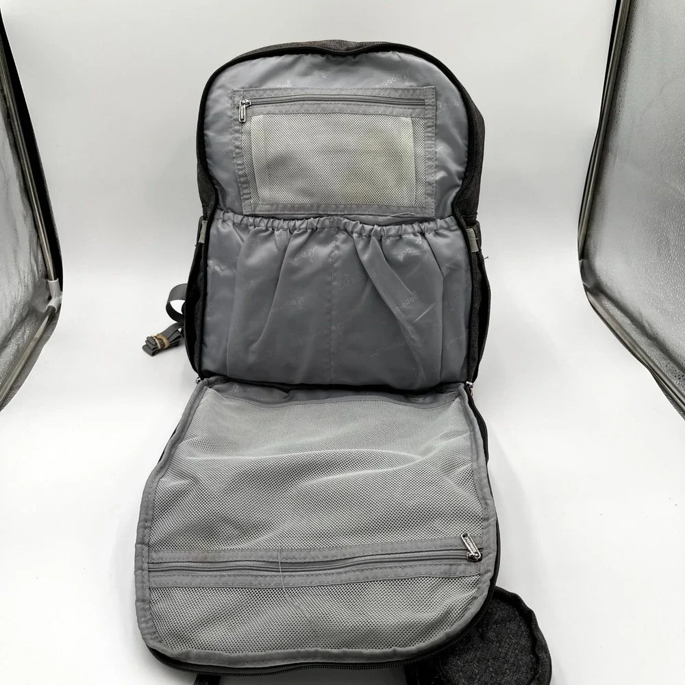 Babbleroo Backpack Charcoal Gray Pockets Padded Shoulder Straps Diaper Bag